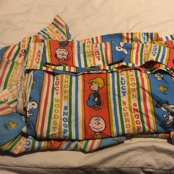 VINTAGE 1960s United Feature Syndicate Peanuts Cartoon Flat Twin Bed Sheet RARE - Picture 2 of 5